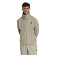 grauer Fleece-Pullover mit einem Reißverschluß von adidas Sportswear