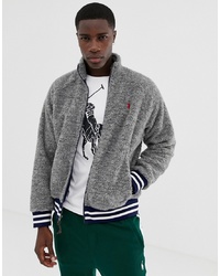 grauer Fleece-Pullover mit einem Reißverschluß von Polo Ralph Lauren
