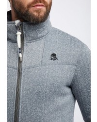 grauer Fleece-Pullover mit einem Reißverschluß von Schmuddelwedda