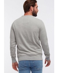 grauer Fleece-Pullover mit einem Rundhalsausschnitt von Dreimaster