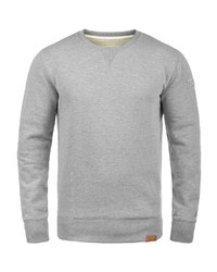 grauer Fleece-Pullover mit einem Rundhalsausschnitt von Solid