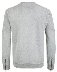 grauer Fleece-Pullover mit einem Rundhalsausschnitt von SOULSTAR