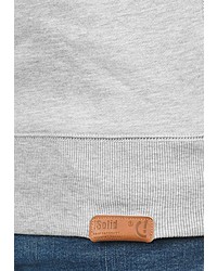 grauer Fleece-Pullover mit einem zugeknöpften Kragen von Solid