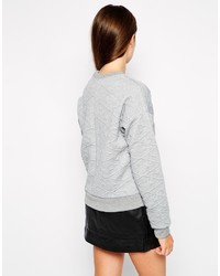 grauer gesteppter Pullover mit einem Rundhalsausschnitt von Vero Moda