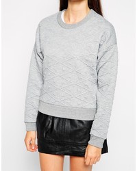 grauer gesteppter Pullover mit einem Rundhalsausschnitt von Vero Moda