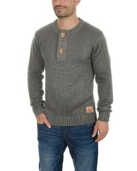 grauer Henley-Pullover von Solid