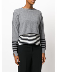 grauer horizontal gestreifter Kaschmirpullover von Sonia Rykiel