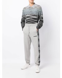 grauer horizontal gestreifter Polo Pullover von Missoni