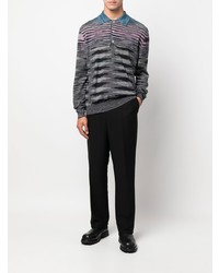 grauer horizontal gestreifter Polo Pullover von Missoni