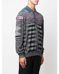 grauer horizontal gestreifter Polo Pullover von Missoni