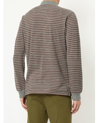 grauer horizontal gestreifter Polo Pullover von Kent & Curwen