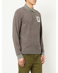 grauer horizontal gestreifter Polo Pullover von Kent & Curwen