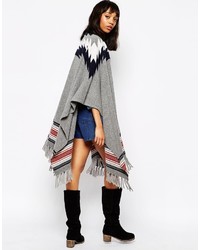 grauer horizontal gestreifter Poncho von Paul & Joe