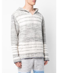 grauer horizontal gestreifter Pullover mit einem Kapuze von Lemlem