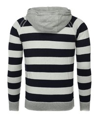 grauer horizontal gestreifter Pullover mit einem Kapuze von Key Largo