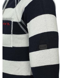 grauer horizontal gestreifter Pullover mit einem Kapuze von Key Largo