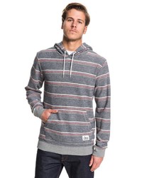 grauer horizontal gestreifter Pullover mit einem Kapuze von Quiksilver