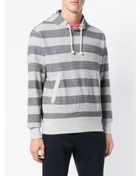 grauer horizontal gestreifter Pullover mit einem Kapuze von Junya Watanabe MAN