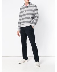 grauer horizontal gestreifter Pullover mit einem Kapuze von Junya Watanabe MAN