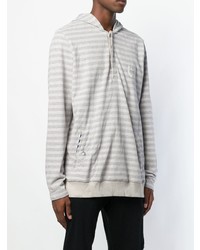 grauer horizontal gestreifter Pullover mit einem Kapuze von Puma