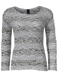 grauer horizontal gestreifter Pullover mit einem Rundhalsausschnitt von B.C. BEST CONNECTIONS by Heine