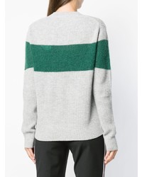 grauer horizontal gestreifter Pullover mit einem Rundhalsausschnitt von Calvin Klein
