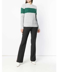 grauer horizontal gestreifter Pullover mit einem Rundhalsausschnitt von Calvin Klein