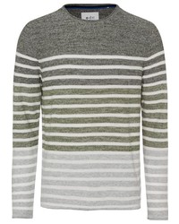 grauer horizontal gestreifter Pullover mit einem Rundhalsausschnitt von edc by Esprit