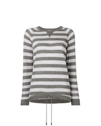 grauer horizontal gestreifter Pullover mit einem Rundhalsausschnitt von Eleventy