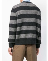grauer horizontal gestreifter Pullover mit einem Rundhalsausschnitt von Oamc