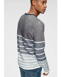grauer horizontal gestreifter Pullover mit einem Rundhalsausschnitt von Esprit