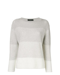 grauer horizontal gestreifter Pullover mit einem Rundhalsausschnitt von Fabiana Filippi