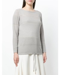 grauer horizontal gestreifter Pullover mit einem Rundhalsausschnitt von Lorena Antoniazzi