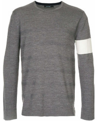 grauer horizontal gestreifter Pullover mit einem Rundhalsausschnitt von GUILD PRIME