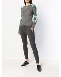 grauer horizontal gestreifter Pullover mit einem Rundhalsausschnitt von Isabel Marant Etoile