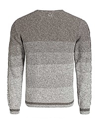 grauer horizontal gestreifter Pullover mit einem Rundhalsausschnitt von khujo