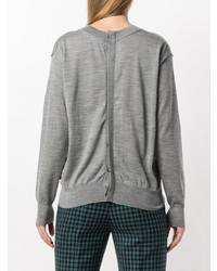 grauer horizontal gestreifter Pullover mit einem Rundhalsausschnitt von Sofie D'hoore