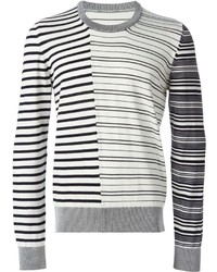 grauer horizontal gestreifter Pullover mit einem Rundhalsausschnitt von Maison Margiela