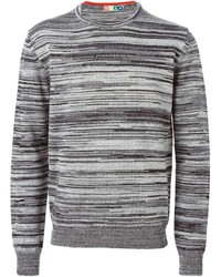 grauer horizontal gestreifter Pullover mit einem Rundhalsausschnitt von MSGM
