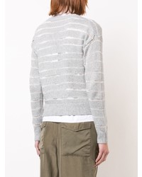 grauer horizontal gestreifter Pullover mit einem Rundhalsausschnitt von Rag & Bone