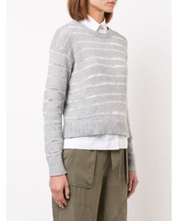 grauer horizontal gestreifter Pullover mit einem Rundhalsausschnitt von Rag & Bone