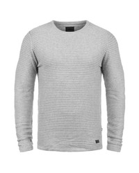 grauer horizontal gestreifter Pullover mit einem Rundhalsausschnitt von Produkt