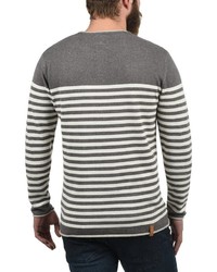 grauer horizontal gestreifter Pullover mit einem Rundhalsausschnitt von Redefined Rebel