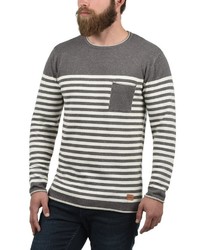 grauer horizontal gestreifter Pullover mit einem Rundhalsausschnitt von Redefined Rebel