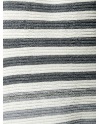 grauer horizontal gestreifter Pullover mit einem Rundhalsausschnitt von Emporio Armani