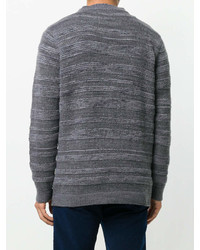 grauer horizontal gestreifter Pullover mit einem Rundhalsausschnitt von The Elder Statesman