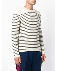 grauer horizontal gestreifter Pullover mit einem Rundhalsausschnitt von Gucci