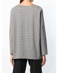 grauer horizontal gestreifter Pullover mit einem Rundhalsausschnitt von Apuntob