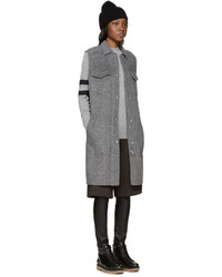 grauer horizontal gestreifter Pullover mit einem Rundhalsausschnitt von Alexander Wang