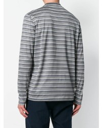 grauer horizontal gestreifter Pullover mit einem Rundhalsausschnitt von Lanvin